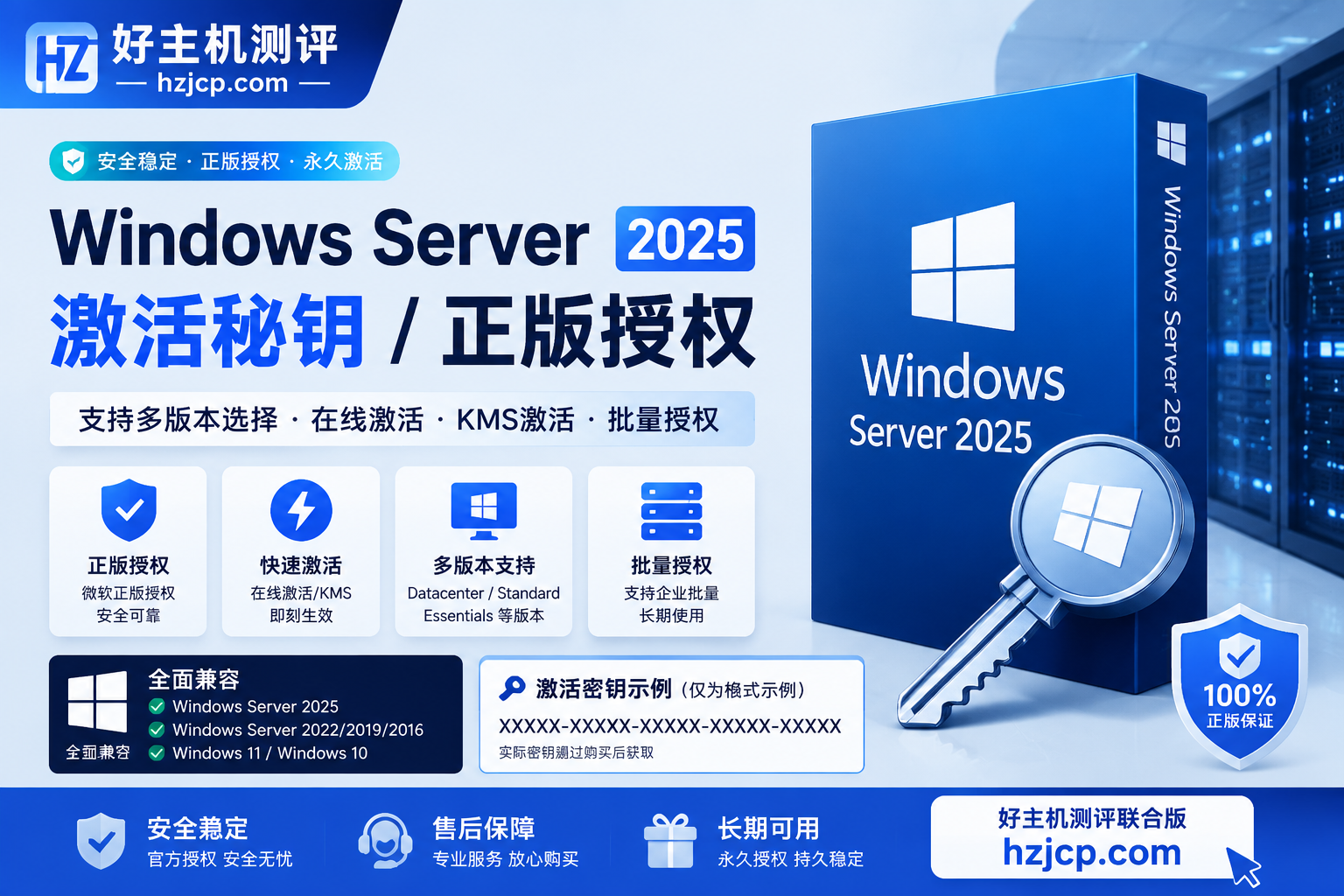 Windows Server 2025激活教程：正版Key密钥、KMS配置与激活方法详解