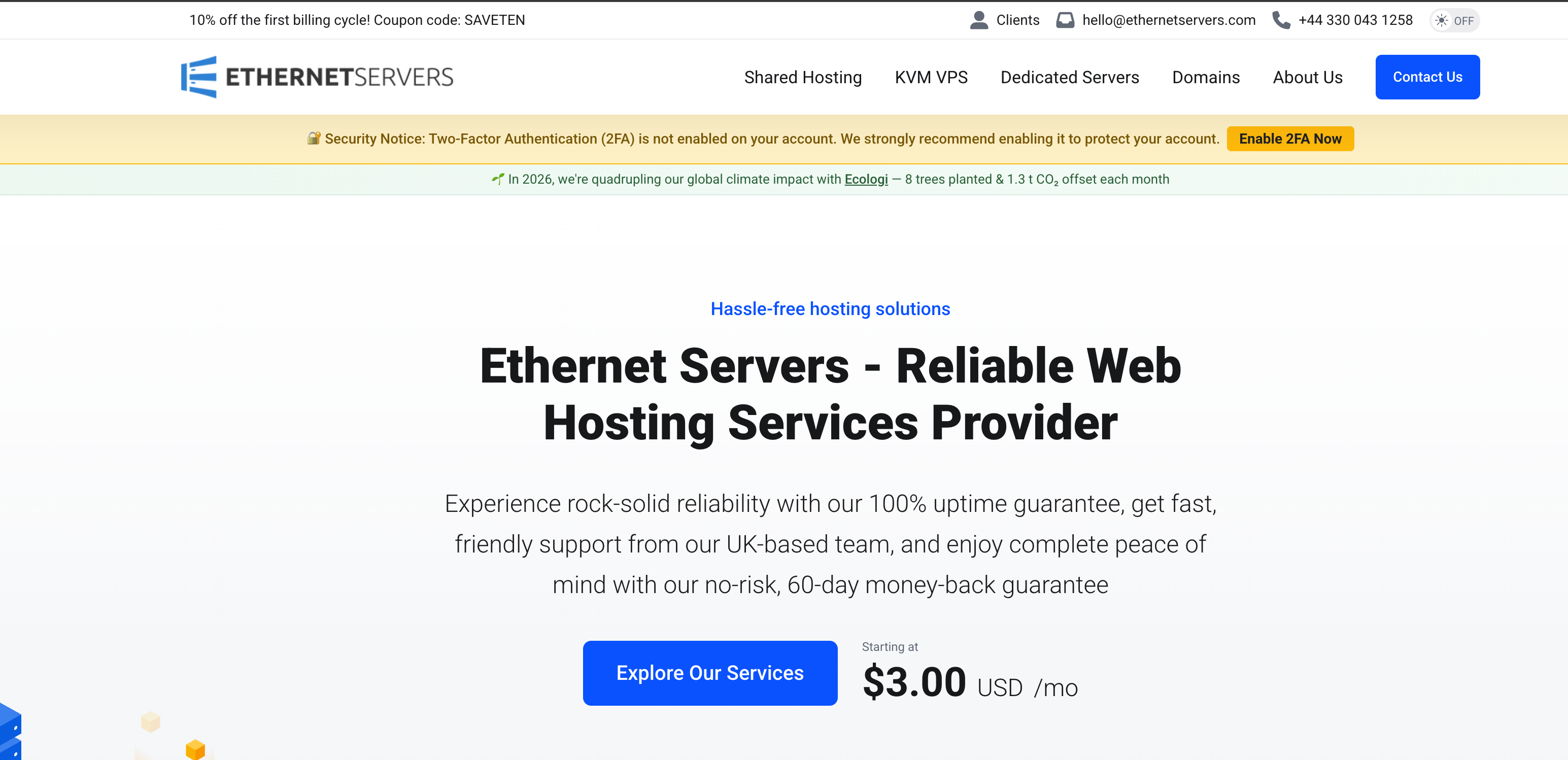 EtherNetservers KVM VPS推荐：10Gbps端口+美国德国英国机房可选