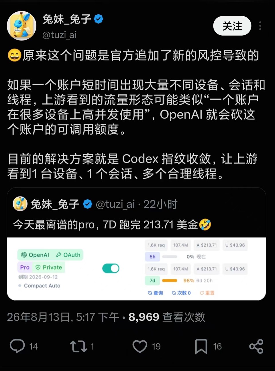 ChatGPT Pro 每月 200 美元，Codex 额度却突然不够用？可能触发了账号风控